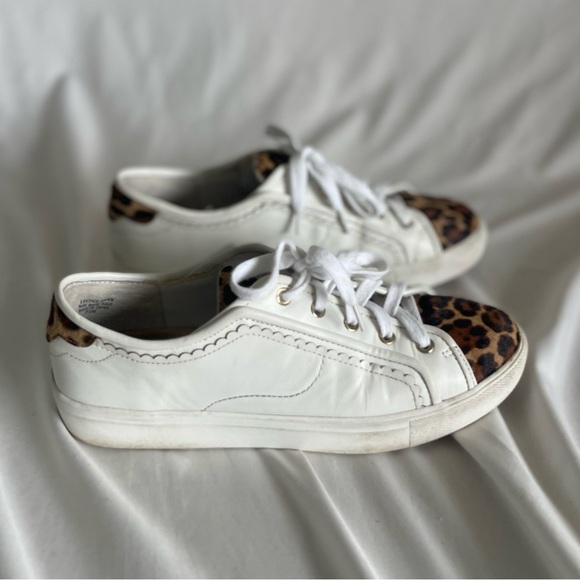 Ann Taylor Savannah Leopard Print Haircalf Leather Sneaker Stitched Size 8.5 - Picture 5 of 12
